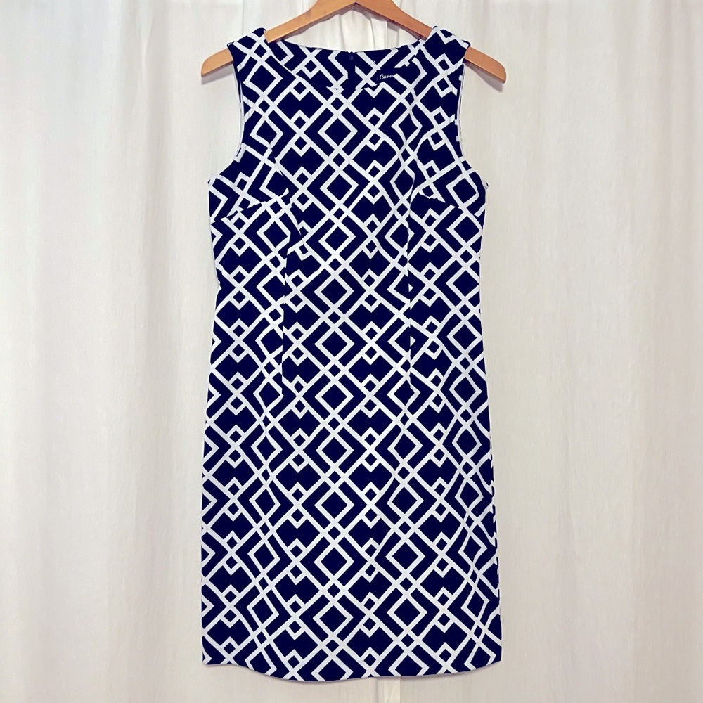 Navy and White Print Dress